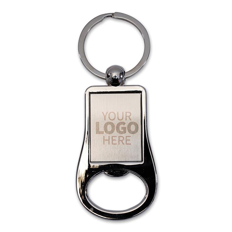 STAINLESS STEEL KEYCHAIN WITH RECTANGULAR & OVAL  SHAPE ATTACHED WITH OPENOR